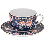 Чайный набор из фарфора синий на 6 персон 12 предметов Flower Porcelain Collection варинант исполнения - 1 | Loft Concept в Костроме