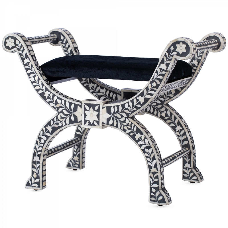 Табурет отделка кость черный BONE INLAY Jenny Stool Черный ivory ( слоновая кость ) Табурет отделка кость черный BONE INLAY Jenny Stool Черный ivory ( слоновая кость ) в Костроме | Loft Concept