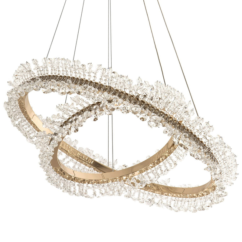Люстра два кольца с хрустальным декором Rowan Crystal Ring Horizontal Gold Chandelier Глянцевое золото Прозрачный Люстра два кольца с хрустальным декором Rowan Crystal Ring Horizontal Gold Chandelier Глянцевое золото Прозрачный в Костроме | Loft Concept