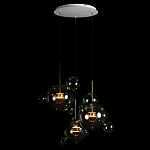 Люстра подвесная с прозрачными бирюзовыми стеклянными шарами и круглым основанием 3 лампы Giopato & Coombes варинант исполнения - 2 | Loft Concept в Костроме