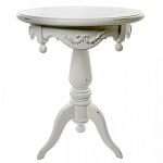 Стол приставной круглый белого цвета из массива бука с легкими потертостями White Provence варинант исполнения - 1 | Loft Concept в Костроме