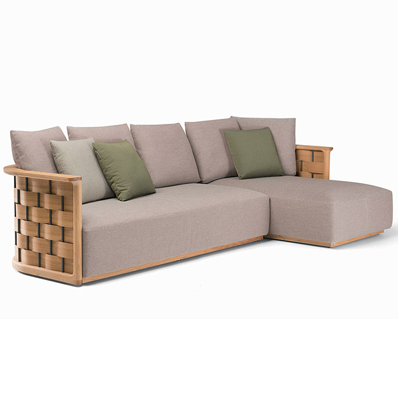 Дизайнерский уличный диван из массива дерева с плетеной спинкой PALINFRASCA Sofa Оливковый Древесина Бежево-серый Дизайнерский уличный диван из массива дерева с плетеной спинкой PALINFRASCA Sofa Оливковый Древесина Бежево-серый в Костроме | Loft Concept