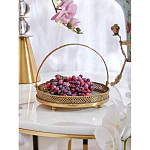 Блюдо круглое с ручкой и голубым фарфоровым дном с цветочным рисунком Blue Garden варинант исполнения - 4 | Loft Concept в Костроме