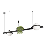 Подвесной светильник линейный с 2-мя шарообразными плафонами и цилиндрическим спотом Light of Еyes варинант исполнения - 3 | Loft Concept в Костроме