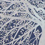 Обои ручная роспись в стиле Арт-деко Windswept Blossom Special Colourway on Dark Blue dyed silk варинант исполнения - 2 | Loft Concept в Костроме