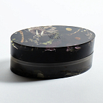 Шкатулка из эпоксидной смолы с цветами черная Epoxy Resin Oval Box Black варинант исполнения - 4 | Loft Concept в Костроме