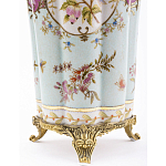 Ваза голубого цвета из фарфора с цветочным рисунком и бронзовой стрекозой Blue Garden варинант исполнения - 3 | Loft Concept в Костроме