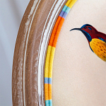 Стул бежевый в разноцветную полоску из натурального бука с изображением птиц и цветов Blooming Yellow Birds Colorful Stripes Chair варинант исполнения - 5 | Loft Concept в Костроме