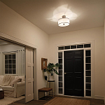 Потолочный светильник с двойным цилиндрическим плафоном из белого стекла и прозрачной органзы Kichler варинант исполнения - 6 | Loft Concept в Костроме