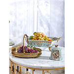 Блюдо овальное с ручкой и голубым фарфоровым дном с цветочным рисунком Blue Garden варинант исполнения - 5 | Loft Concept в Костроме