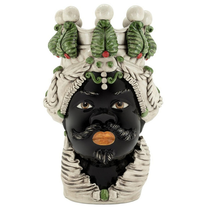 Ваза Vase Moro Man Ltd Green Red Бежевый Зеленый Черный Ваза Vase Moro Man Ltd Green Red Бежевый Зеленый Черный в Костроме | Loft Concept