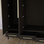 Большой Шкаф Primo Темный орех с 3 дверьми и 3 выдвижными ящиками варинант исполнения - 7 | Loft Concept в Костроме