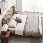 Кровать двуспальная с мягким изголовьем Moon Walnut Bed варинант исполнения - 4 | Loft Concept в Костроме