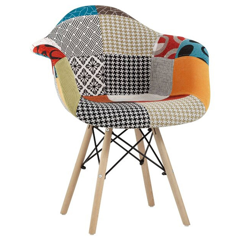 Стул с обивкой в стиле Patchwork Мульти Бежевый Стул с обивкой в стиле Patchwork Мульти Бежевый в Костроме | Loft Concept