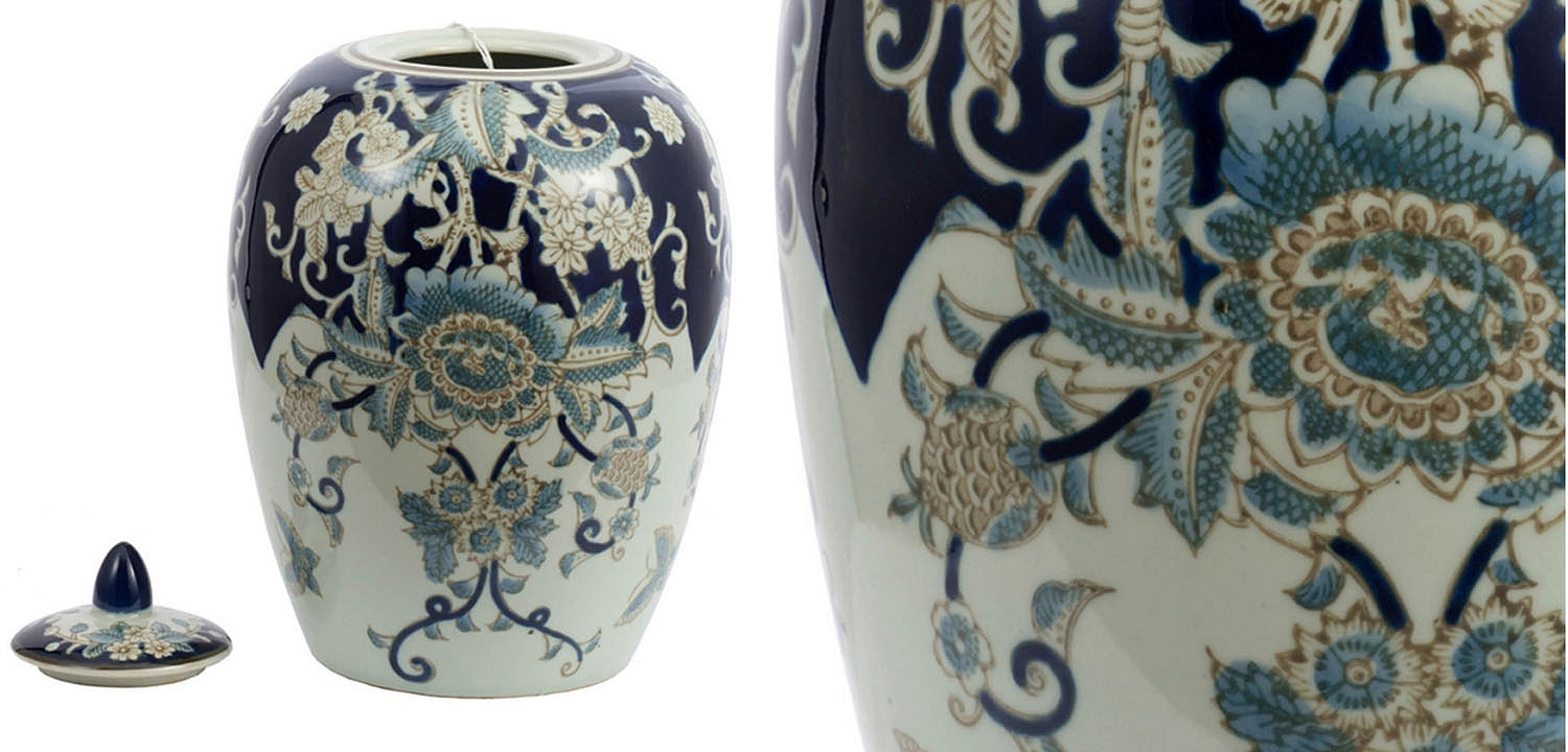 Ваза с крышкой Blue & White Ornament Vase barrel Ваза с крышкой Blue & White Ornament Vase barrel - Loft-Concept в Костроме