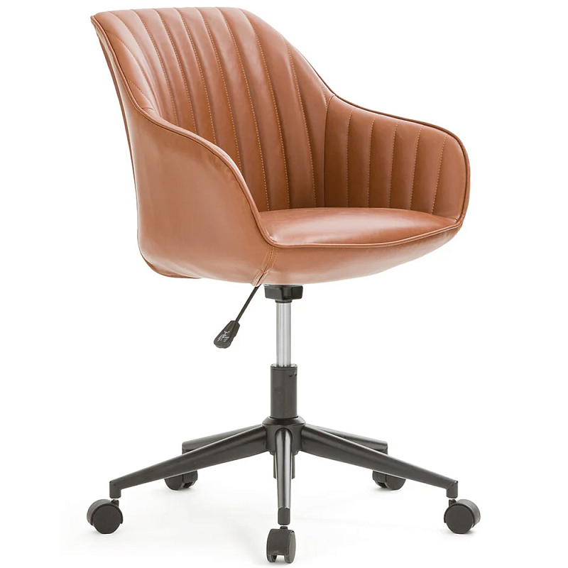Вращающееся кресло на колёсах Alis Chair Коричневый Черный Хром в Костроме | Loft Concept 