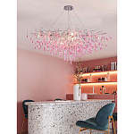 Люстра овальная с розовыми стеклянными подвесками в форме капель FAIRYTREE Light варинант исполнения - 3 | Loft Concept в Костроме