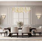 Люстра овальная с многослойными белыми и прозрачными подвесками Character Chandelier варинант исполнения - 6 | Loft Concept в Костроме