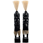 Комплект из 2-х деревянных статуэток Asmat Straw Headdress Statuettes Black варинант исполнения - 4 | Loft Concept в Костроме