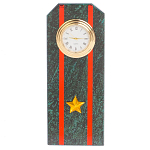 Часы погон ВС подарочные настольные из натурального камня Змеевик Military Clock варинант исполнения - 7 | Loft Concept в Костроме