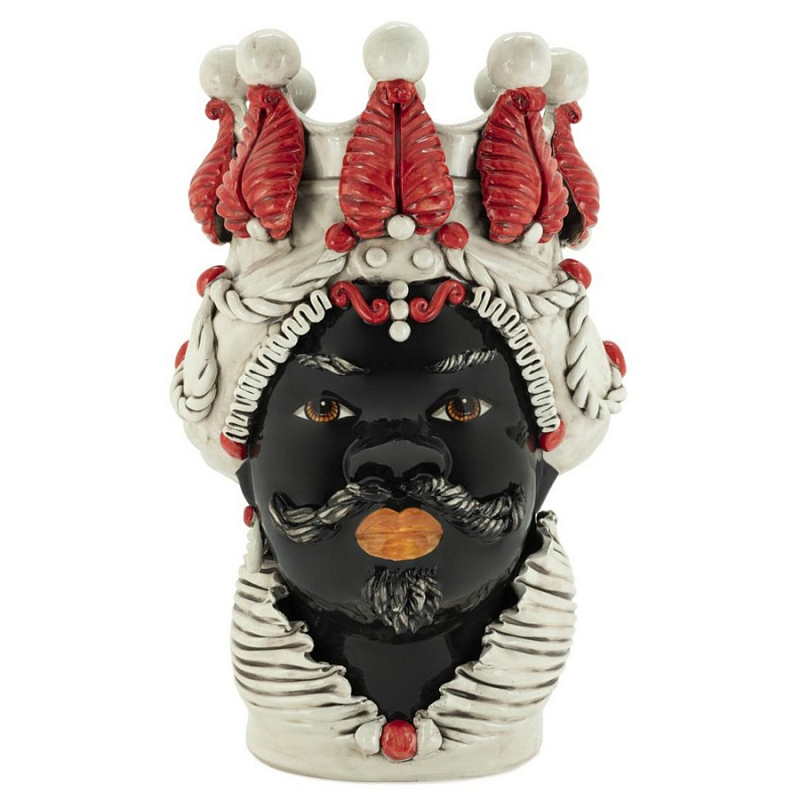 Ваза Vase Moro Man Red Big Черный Бежевый Красный Ваза Vase Moro Man Red Big Черный Бежевый Красный в Костроме | Loft Concept