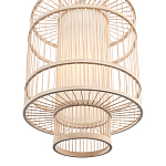 Подвесной светильник из деревянных прутьев с плафоном из натуральной ткани Light Inside the Cell варинант исполнения - 5 | Loft Concept в Костроме