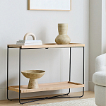 Консоль деревянной столешницей и полкой Wooden Table Top and Shelf варинант исполнения - 6 | Loft Concept в Костроме