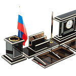 Настольный письменный набор с часами из природного камня обсидиана Team leader варинант исполнения - 3 | Loft Concept в Костроме