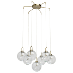 Люстра с 7-ю плафонами из прозрачного стекла в форме шара Orb Cascade  варинант исполнения - 2 | Loft Concept в Костроме
