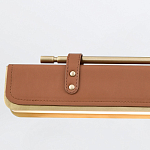 Подвесной светильник линейный латунного цвета в кожаном коричневом чехле и декоративными ремешками Alora варинант исполнения - 4 | Loft Concept в Костроме