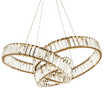 Подвесная люстра в виде изогнутых колец с хрустальным декором Ring Horizontal Oculus Gold Light Chandelier варинант исполнения - 1 | Loft Concept в Костроме