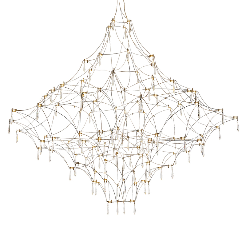 Люстра с тонким металлическим каркасом цвета хром Quasar Прозрачный Хром в Костроме | Loft Concept 