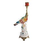 Подсвечник с попугаем из фарфора с бронзовыми элементами Eden Garden варинант исполнения - 3 | Loft Concept в Костроме