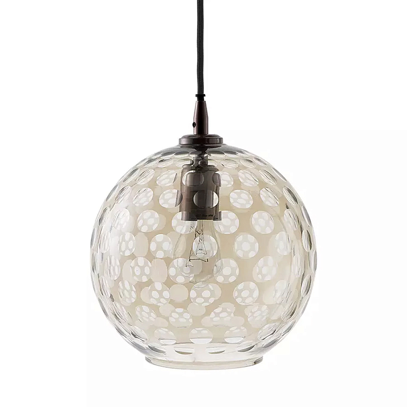 Подвесной светильник с плафоном в форме шара из стекла с рельефным узором Glass Pattern Lamp Коричневый Подвесной светильник с плафоном в форме шара из стекла с рельефным узором Glass Pattern Lamp Коричневый в Костроме | Loft Concept