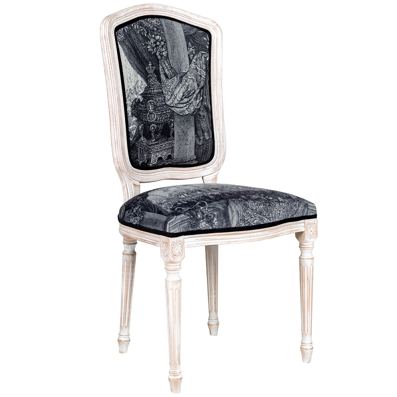 Стул Tuileries Palace Stool Черно-белый Белый винтажная патина Стул Tuileries Palace Stool Черно-белый Белый винтажная патина в Костроме | Loft Concept