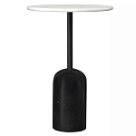 Кофейный столик с белой мраморной столешницей на черном основании Tall Coffee Black and White Table варинант исполнения - 3 | Loft Concept в Костроме
