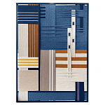 Панно из шнура Синяя геометрическая абстракция wall panel line Blue варинант исполнения - 4 | Loft Concept в Костроме