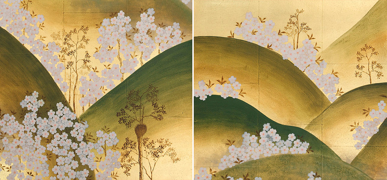 Обои ручная роспись Kiso Mountains Special Colourway on Deep Rich Gold gilded tea paper Обои ручная роспись Kiso Mountains Special Colourway on Deep Rich Gold gilded tea paper - Loft-Concept в Костроме