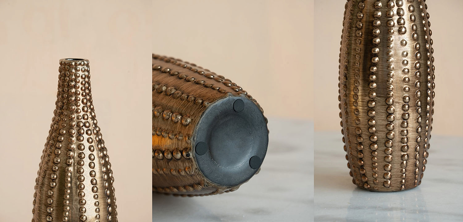 Ваза Ribbed Vase Narrow Throat bronze-gold 34 Ваза Ribbed Vase Narrow Throat bronze-gold 34 - Loft-Concept в Костроме