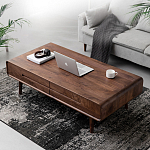 Кофейный стол из массива дерева с выдвижными ящиками Coffee Walnut Table варинант исполнения - 1 | Loft Concept в Костроме