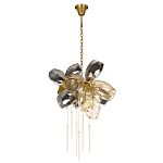 Люстра подвесная со стеклянными плафонами из дымчатого и золотистого с шестью вертикальными подвесками Gilded Mirage  варинант исполнения - 2 | Loft Concept в Костроме