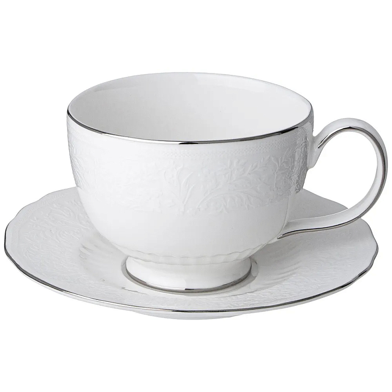 Чайная пара белого цвета из фарфора 280 мл Garden Whisper Porcelain Set Белый Чайная пара белого цвета из фарфора 280 мл Garden Whisper Porcelain Set Белый в Костроме | Loft Concept