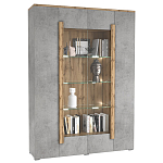 Шкаф-витрина с фасадом серого цвета 4-х дверная Grace of Furniture варинант исполнения - 1 | Loft Concept в Костроме