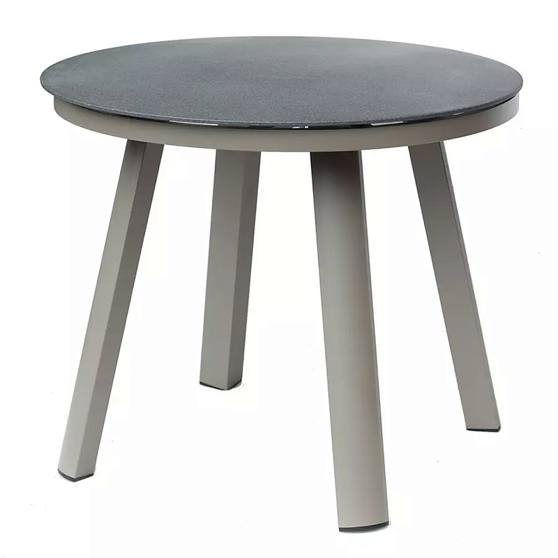 Круглый обеденный стол с стеклянной столешницей на 4-х ножках Perfectly Smooth Surface Бежевый Серый Круглый обеденный стол с стеклянной столешницей на 4-х ножках Perfectly Smooth Surface Бежевый Серый в Костроме | Loft Concept