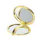 Зеркало карманное складное круглое из натурального камня Малахит с Хризоколлой в подарочной упаковке Gold Stone Mirrors варинант исполнения - 3 | Loft Concept в Костроме