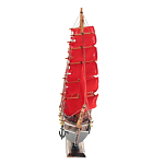 Декоративная модель деревянного парусника с красными парусами в подарочной упаковке With The low варинант исполнения - 2 | Loft Concept в Костроме