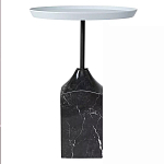 Кофейный столик с круглой столешницей и мраморным основанием Steel Reliability варинант исполнения - 1 | Loft Concept в Костроме