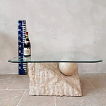 Дизайнерский журнальный стол в виде раковины с жемчужиной под прозрачной столешницей Fahin варинант исполнения - 3 | Loft Concept в Костроме