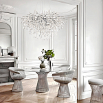 Люстра подвесная с прозрачными стеклянными подвесками в форме капель Диаметр 100 см Droplet Chandelier варинант исполнения - 21 | Loft Concept в Костроме