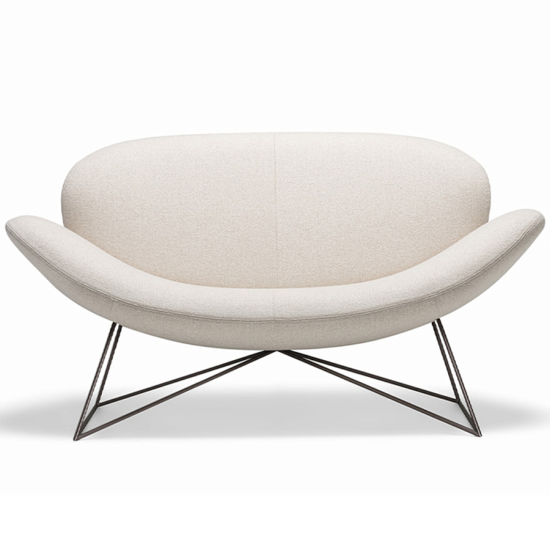 Дизайнерский двухместный диван Gio Ponti D.157.6  - DUE FOGLIE Sofa Молочный Черный в Костроме | Loft Concept 